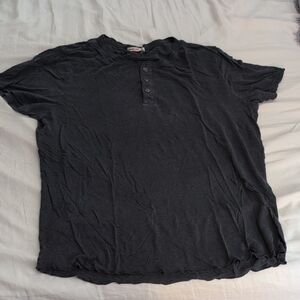 Marine Layer Short Sleeve Henley Shirt, Black, Size L